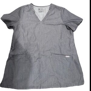 Figs 3 Pocket Grey Scrub Top Womens Medium